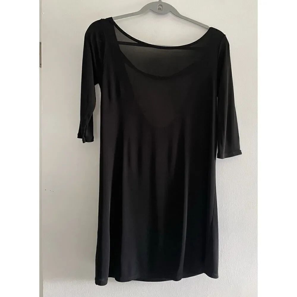 Vintage STILE BENETTON Black Women’s 3/4 Sleeve Italian Open Back Tunic Top M